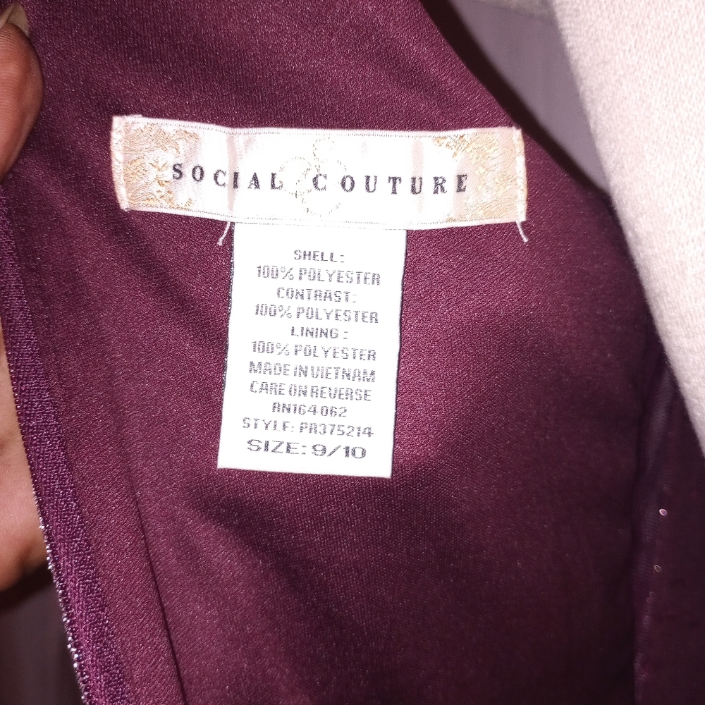 Social Couture Plum Sparkly Formal Dress Size 9/10 - Picture 13 of 16